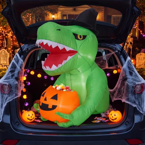 WildVenture 4.5FTLED Inflatable Halloween Decor-Dinosaur Trunk Decorations