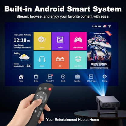 Sainyer Mini Projector, WiFi Bluetooth, 1080P, 4K, Halloween Christmas | Auto Keystone, Adjustable Stand, HDMI USB, APP Compatible, Portable Home Theater for Halloween, Christmas, Bedroom & Camping