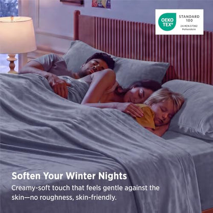 Bedsure Fleece Sheets Queen Size, 4 PC Anti-static Bed Sheets, Warm & Cozy | 220 GSM Thick Flannel Fleece, Fluffy Velvety Feel, 16" Deep Pocket, 1 Flat & 1 Fitted and 2 Pillowcases, Winter Gift, Grey
