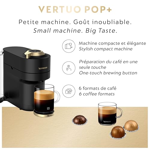 Nespresso Vertuo Pop+ Deluxe Pod Coffee & Espresso Machine Black & Gold