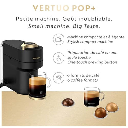 Nespresso Vertuo Pop+ Deluxe Pod Coffee & Espresso Machine Black & Gold