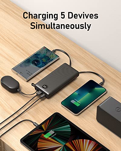 VEEKTOMX Portable Charger Built-in Cables 20000mAh Power Bank for iPhone USB C Fast Charging Battery Bank Travel Essential Battery Pack Power Bank for iPhone, Samsung, iPad, Andriod, etc