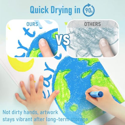 JUPITEARTH Tempera Paint Sticks for Kids, Quick Drying, 24 Colors