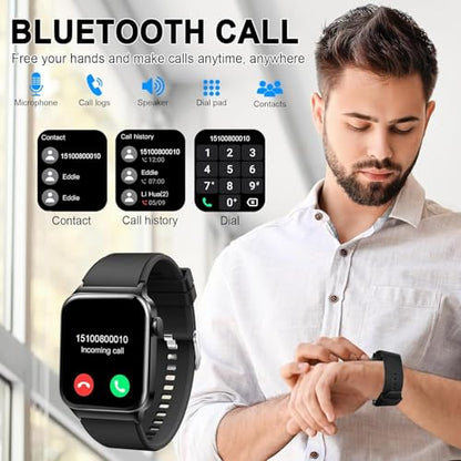 Smart Watch for Men Women,1.91" HD Touch Screen Fitness Watch with Heart Rate/Sleep/SpO2 Monitor, Smartwatch Pedometer 100+ Sports Modes, IP68 Waterproof Sport Watch for Android iOS,Black
