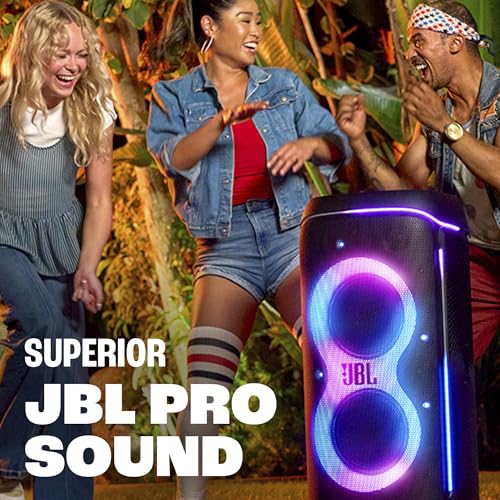 JBL PartyBox 720 - Loudest Battery-Powered Party Speaker with Superior Pro Sound and a Futuristic lightshow, Up to 15 Hours Playtime & IPX4 Splash Proof (Black)
