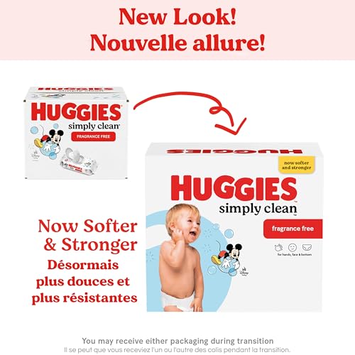 Huggies Simply Clean Fragrance-Free Baby Wipes, 6 Flip-Top Packs (384 Wipes Total)