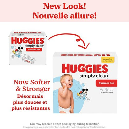 Huggies Simply Clean Fragrance-Free Baby Wipes, 6 Flip-Top Packs (384 Wipes Total)