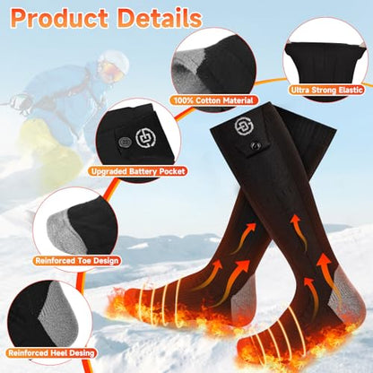 Heated Socks with Rechargeable 7000mAh*2 Battery for Men Women, X-Large
