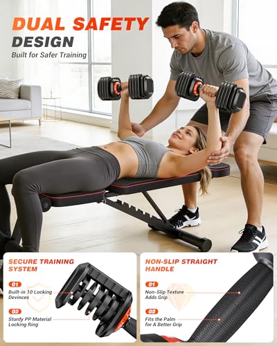 Rendpas Adjustable Dumbbells Set of 2, Quick-Lock Free Weights