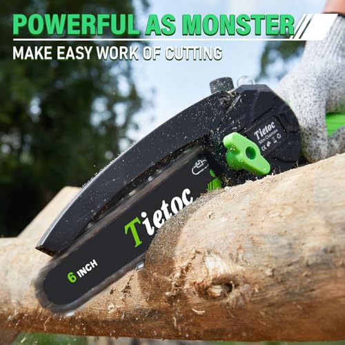 TIETOC Mini Chainsaw Cordless 6 Inch with Large Batteries, 880w Electric Chainsaw with Oiler System,Small Battery Chainsaw for Wood/Trees Cutting for Men Dad Husband Gadget