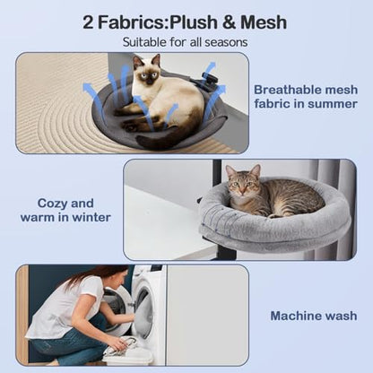 Odoland Cat Desk Bed, 2-in-1 Double Layer Bed with Adjustable Height