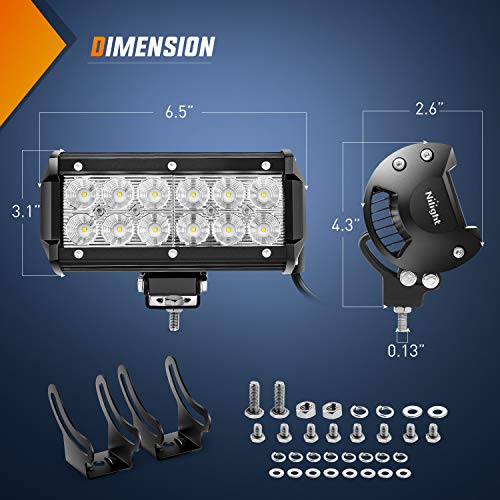 Nilight LED Light Bar 4PCS 6.5Inch 36w Flood LED Work Light Off Road Lights led bar Super Bright for Jeep Cabin Boat SUV Truck Car ATVs,2 Years Warranty