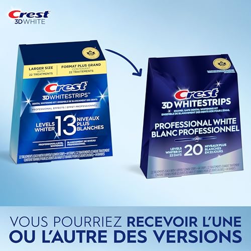 Crest 3D Whitestrips Professional White At-Home Teeth Whitening Kit, 22 Treatments, 20 Levels Whiter