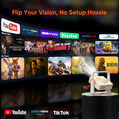 【Upgraded Google TV 14.0】 Smart Projector 4K, Native 1080P Mini Projectors with WiFi6 & Bluetooth, 500ANSI Portable Projecteur with Auto Focus & Keystone, Home Projecteur for Indoor & Outdoor