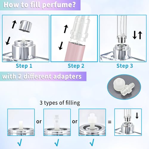 Refillable Perfume Atomizer Travel Bottle - Qavhun 5ml Luxury Leakproof Travel Perfume Refillable Bottle,Perfume Atomizer, Perfume Spray Bottle for Women (Pink)