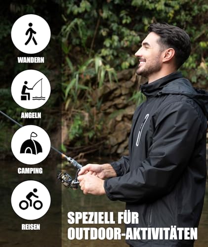 ZITY Waterproof Rain Jacket Men, 2 Piece Rain Suit with Hood, Lightweight Rain Pants, Men's Rain Gear for Outdoor