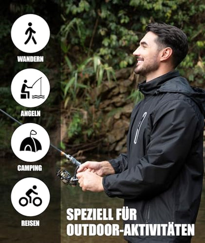 ZITY Waterproof Rain Jacket Men, 2 Piece Rain Suit with Hood, Lightweight Rain Pants, Men's Rain Gear for Outdoor