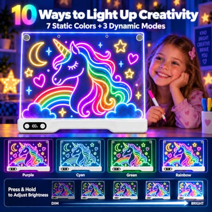 LED Drawing Board for Kids, Light Up Glow Art Kit