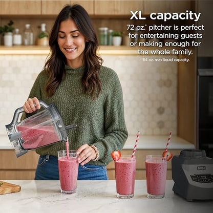 Ninja BL660C Professional Countertop Blender with 1100-Watt Base, 72 Oz Total Crushing Pitcher and (2) 16 Oz Cups for Frozen Drinks and Smoothies, Silver/Gray, 1100W, (Canadian Version)