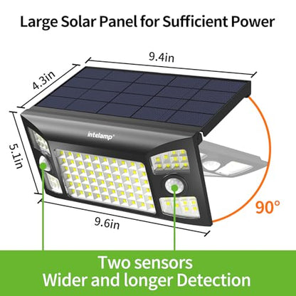 intelamp Solar Lights Outdoor Motion Sensor-1 Pack | 1300LM,3 Mode Solar Security Lights, Waterproof Solar Wall Light for House Yard Garden Garage Pathway