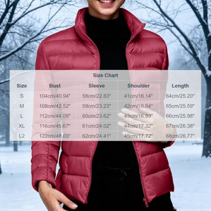 Womens Winter Jackets Women Lightweight Quilted Puffer Jacket Stand Collar Zip Up Short Padded Coat Winter Fashion Outerwear with Pockets Wine Small