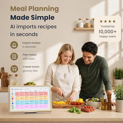 Winnovo 15.6-Inch Smart Digital Calendar & Photo Frame for Family, Wall Planner with Light Wood Frame, Auto-Sync to Apple, Google & Outlook, Touchscreen Display with Chore Chart, To-Do Lists & Meal Planner, No Subscription