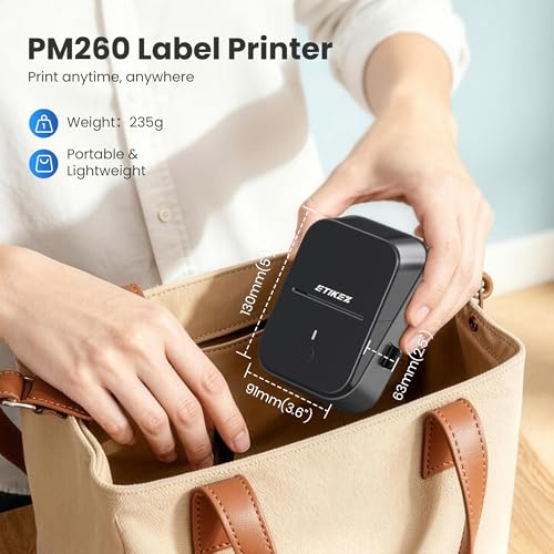 ETIKEZ PM260 Label Maker Machine with Tape, 2 Inch Bluetooth Printer, Black