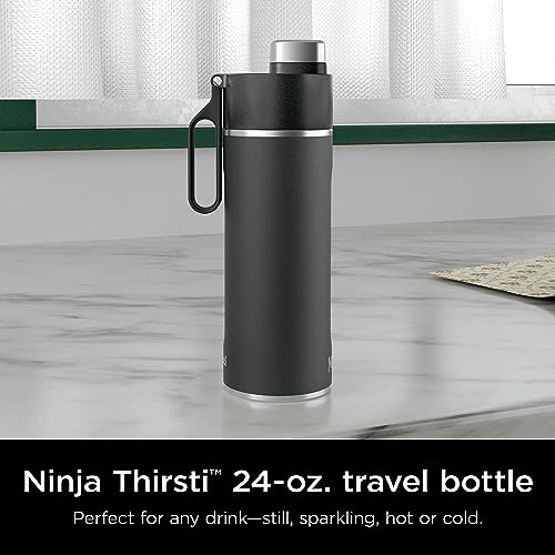 Ninja Thirsti™ 24oz Travel Bottle, Onyx Black, Keeps Drinks Cold & Fizzy, DW2401CBK (Canadian Version)