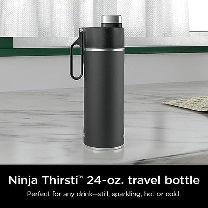 Ninja Thirsti™ 24oz Travel Bottle, Onyx Black, Keeps Drinks Cold & Fizzy, DW2401CBK (Canadian Version)