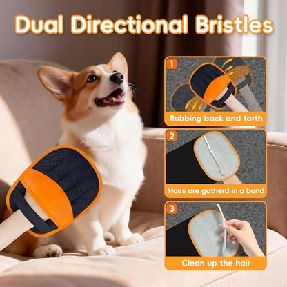 YOSEPATI Magic Brush Pet Hair Removal Glove, 2 Pack Electrostatic Grooming Remover Glove for Dog and Cat, Pet Hair Remover, Fur Remover for Furniture, Clothing, Carpet & Car Seat
