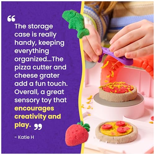 Kinetic Sand SquishPizza Playset, Moldable Play Sand Sensory Toys, Ages 5+
