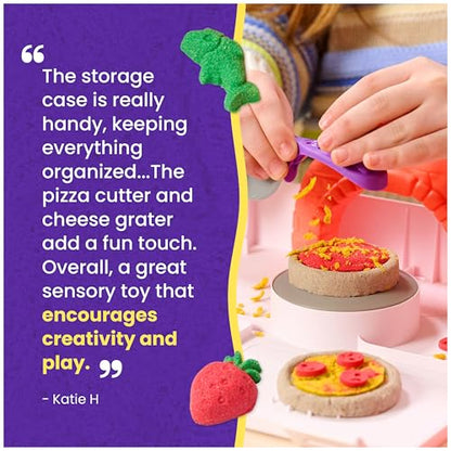 Kinetic Sand SquishPizza Playset, Moldable Play Sand Sensory Toys, Ages 5+