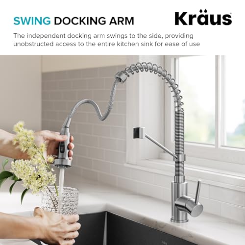 Kraus KPF-1610SSCH Bolden Single Handle 18" Commercial Kitchen Faucet, Stainless Steel/Chrome