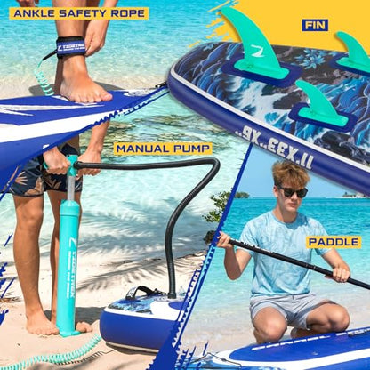 TIDETREK 11'/11'6" x 33"/34" x 6" Inflatable SUP Paddle Board – Extra-Wide, Stable Stand Up Paddle Board with Premium Full Accessory Set for Adults & Youth (Whale Dream, 11'x33 x6)