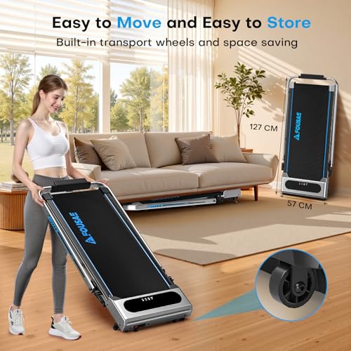 Treadmill with Incline, FOUSAE 5 in 1 Foldable 7.5 MPH Treadmill for Home with App Compatible, 12 Programes, 2.5 HP Under Desk Walking Pad Treadmill with Magnetic Remote Control Double Operation