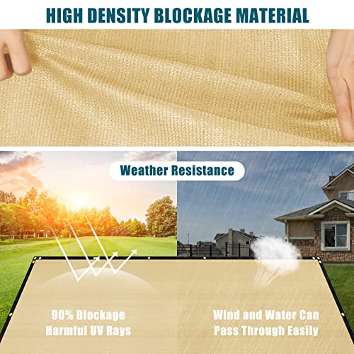 UIRWAY Fence Privacy Screen 4ft x 50ft Sand, Heavy Duty 170GSM 90% Visibility Blockage, UV Resistant Outdoor HDPE Fence Covering Windscreen for Chain Link Fence Backyard Garden Patio with Cable Ties