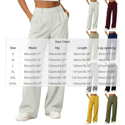 Women's Stretchy Pleated Dress Pants High Waist Wide Leg Work Pants