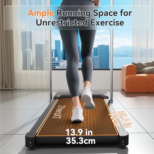 ZYneraXT W3 Foldable Walking Pad Treadmill 2-in-1-1.85HP Motor, 0-8% Incline, 35.4"x13.9" Running Belt, 220Lbs Capacity, LED Display, Quiet Under Desk Treadmill for Home