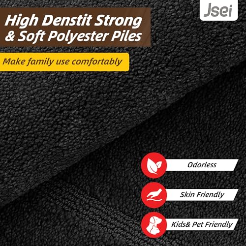 JSEI Non-Slip Bathroom Rugs, 2PCS Non-Slip, 24"x36"+24"x60", Black