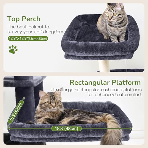 Globlazer Large Platform Cat Tree for Indoor Cats Large Adult, Dark Grey