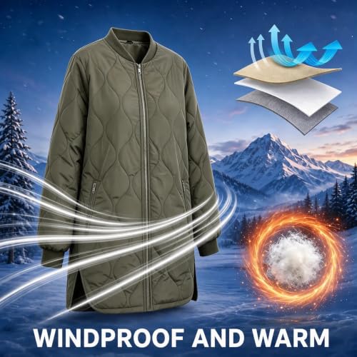 Generic Veste Matelassée Femme Ladies Winter Jackets Thermal Full Zip Coat