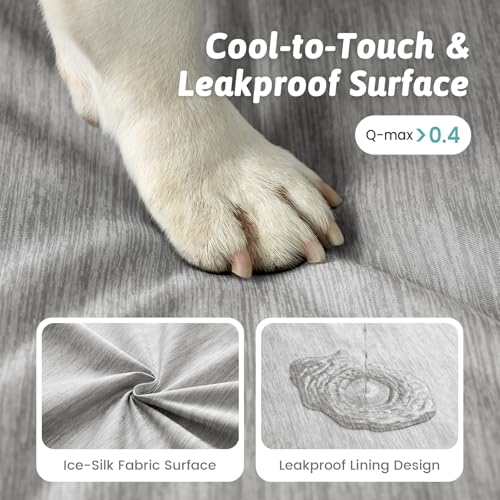 COZY KISS Cooling Dog Bed, Q-Max >0.4 Orthopedic Foam Dog Bed with Sides, Removable Cover & Waterproof Lining and Nonskid Bottom, Comfortable Pet Beds for Dogs, Grey (36" L x 27" W x 6.5" Th)