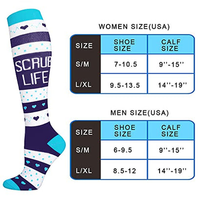 DHSO Compression Socks for Women Men, 4 Pairs 15-20 mmHg Knee High Stocking