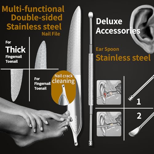 EBEWANLI Heavy Duty Toenail Clippers for Thick Toenails, Toe Nail Clippers for Thick Nails for Seniors, Straight Toe Nail Clippers for Men, Ingrown Toenail Clippers and Angled Nail Clipper Set