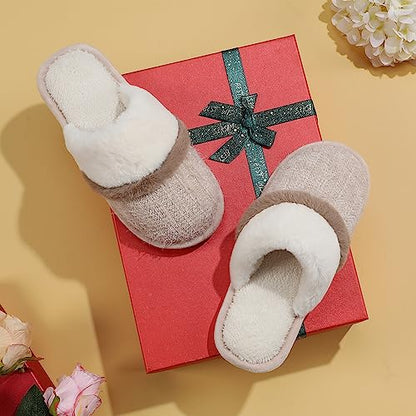 Cozy Slippers for Women Indoor and Outdoor Fuzzy House Shoes with Memory Foam Anti-Skid Sole Gifts for Women Mom Girlfriend Ladies