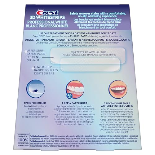 Crest 3D Whitestrips Professional White At-Home Teeth Whitening Kit, 22 Treatments, 20 Levels Whiter