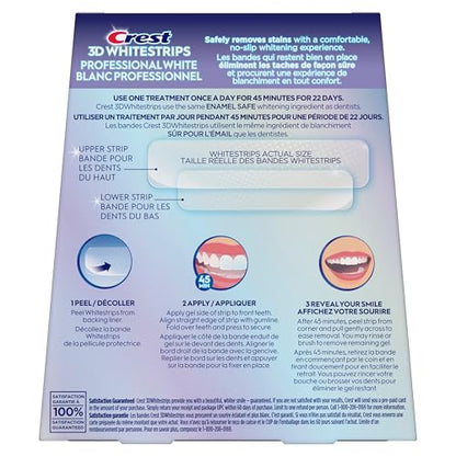 Crest 3D Whitestrips Professional White At-Home Teeth Whitening Kit, 22 Treatments, 20 Levels Whiter