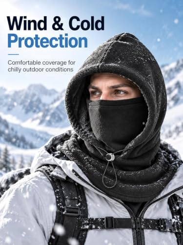 3 in 1 Winter Hat Fleece Mask Double Layer Fleece Hooded Caps for Men