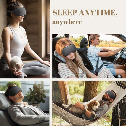 Vynix 100% Blackout Sleep Mask for Men Women - Eye Mask for Sleeping 3D Contoured - Soft Comfortable Sleeping Mask for Travel - Adjustable Eyemask Black Out Night Masks for Nap Meditation - Grey