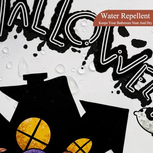 ChloropLastid Halloween Ghost Shower Curtain Castle Cute Funny Ghosts Full Moon Sets Bathroom Curtain Set for Kids Waterproof Fabric Machine Washable Bath Decor with Hooks 72x72 inch